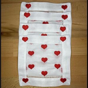 Heart Embroidered Cocktail Napkins